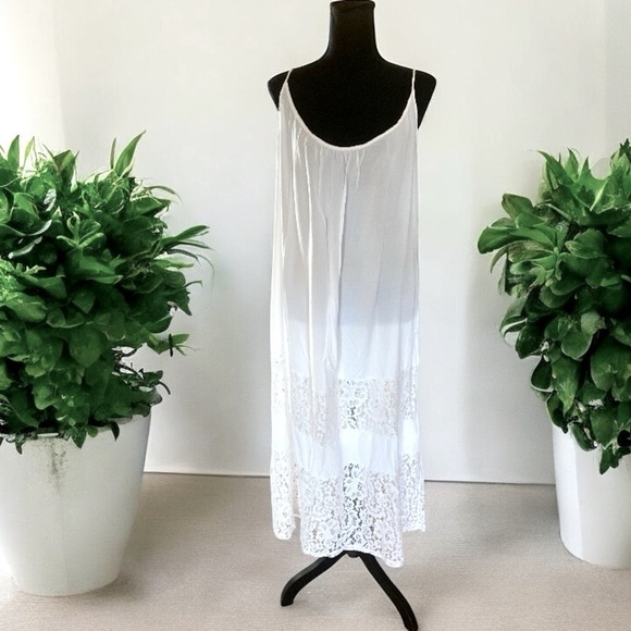 Elegant White Lace Cotton Dress Women’s Size 16 NWOT Slip-On Balletcore - Picture 1 of 10